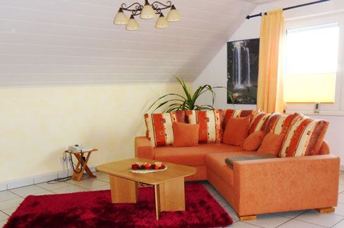 Gezellige woonkamer met internet en Moezelzicht vakantiewoning