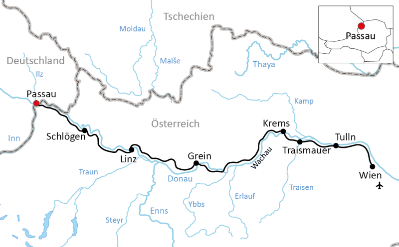 Route Donaufietsvakantie van Passau naar Wenen