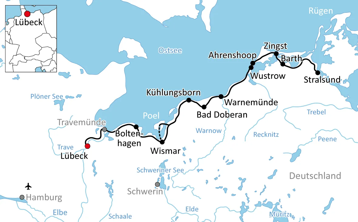 kaart oostzeefietsroute
